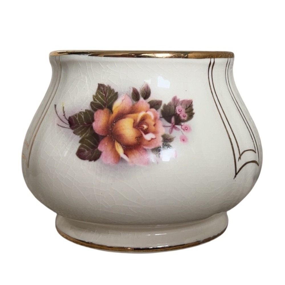 Vintage Sadler England Sugar Bowl open Autumn Rose